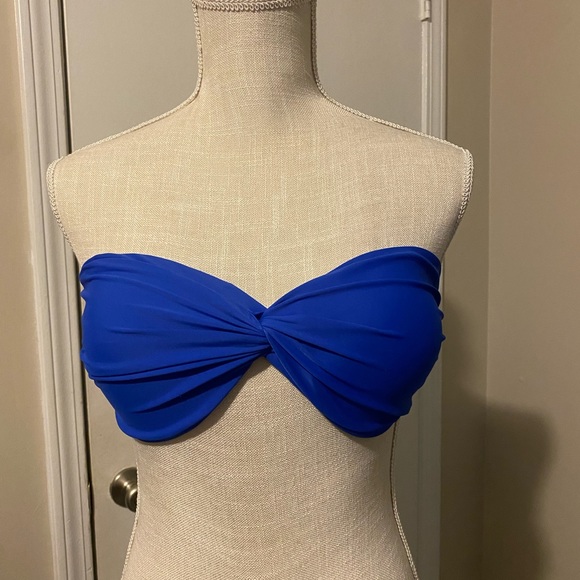 Royal blue twist front bandeau bikini top with straps - Picture 11 of 12
